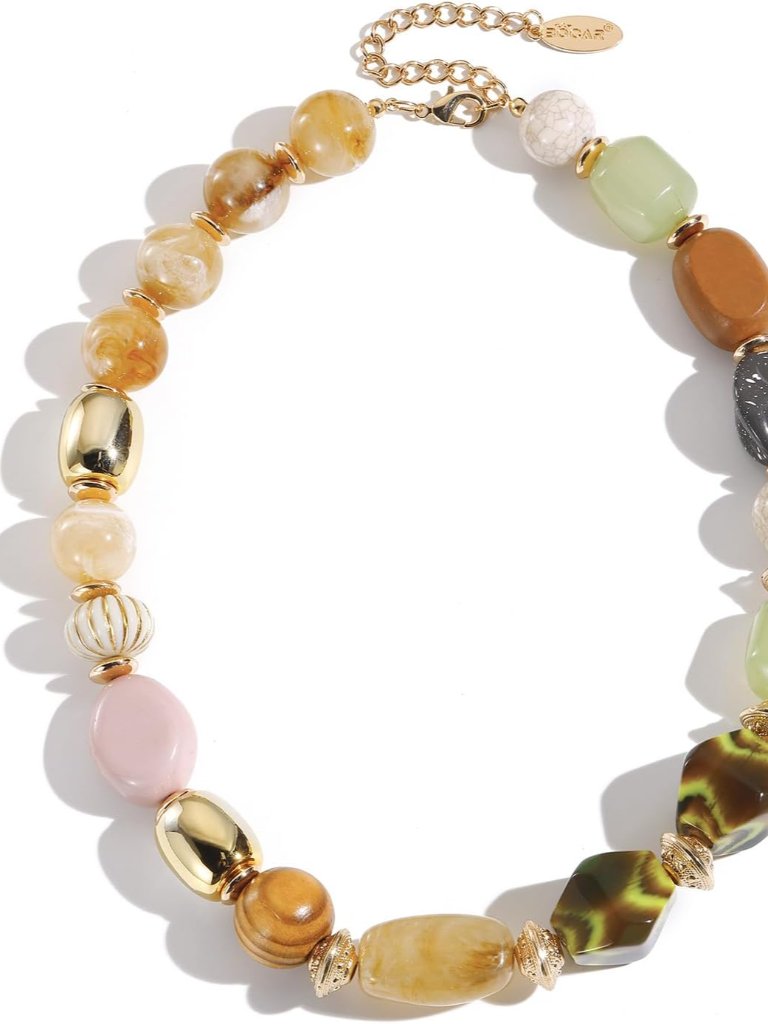 Bohemian Style Chunky Beaded Strand Necklace Handmade Fashion Acrylic Collar Jew